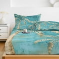 thumbnail image 6 of Twin Sze Fitted Sheet Set - Coastal Beach Palm Tree 2 Piece Bedding Sets 16" Deep Pocket Fitted Sheet with 1 Pillowcase, Retro Teal Tropical Plant Summer Brushed Microfiber Hotel Luxury Bed Sheets, 6 of 9