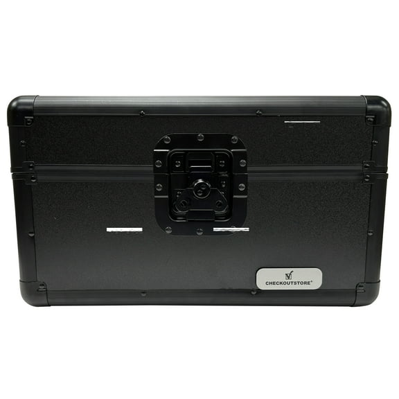 CheckOutStore Black Aluminum 7" 45 RPM Record Storage Box (Holds Up to 200 Records)