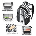 thumbnail image 5 of JIALIOU 14" Laptop Backpack Waterproof Airline Approved Stylish Casual Daypack for Travel Business College Work, Dark Gray and White Striped, 5 of 8