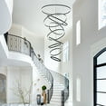 thumbnail image 5 of 9-Rings D39.4" Modern LED Chandelier Black Dimmable High Ceiling Foyer Chandeliers Entryway with Remote Control for Staircase Entryway Living Room Foyer, 3000K-6500K, 5 of 7