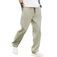 thumbnail image 2 of Men's Casual Pants Elastic Waist Long Pants Breathable Lounge Pants Solid Leisure Trousers, 2 of 5