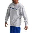 thumbnail image 4 of Champion Crewneck, Powerblend Fleece, Hoodie Sweatshirt for Men, Logo Reg Tall, Oxford Gray Script, 3X-Large Big, 4 of 7