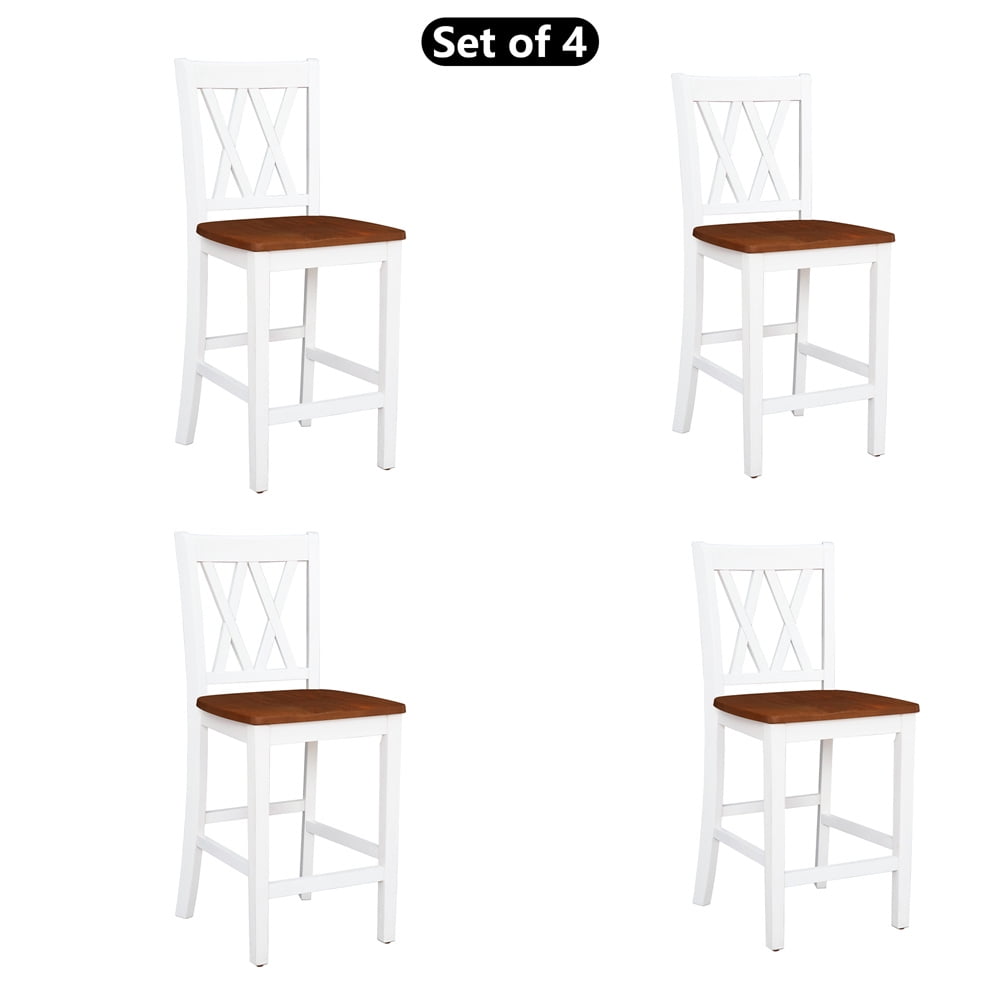 5 PCs Dinning Chair Set with Round Table, Counter Height Bar Chairs
