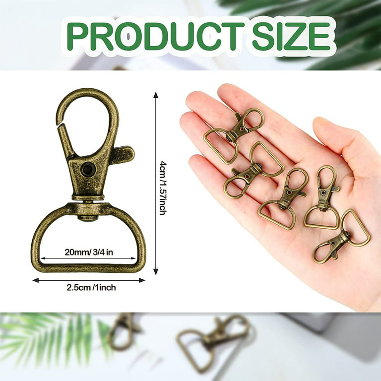 35 Pieces Swivel Clasps Lanyard Snap Hooks Keychain Clip Hook Lobster Claw Clasp Metal Hook Clasp with D Rings for Keychain Purse Hardware Sewing