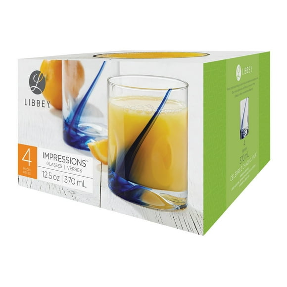 Ens. de verre Impressions de Libbey à ruban bleu Ensemble de quatre