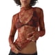 thumbnail image 1 of MKLEKYY Camisetas Para Mujer Blusa De Malla De Manga Larga Con Capas Para Mujer, Cuello Alto, Bordado Floral, Transparente, 1065 Talla XL, 1 of 3