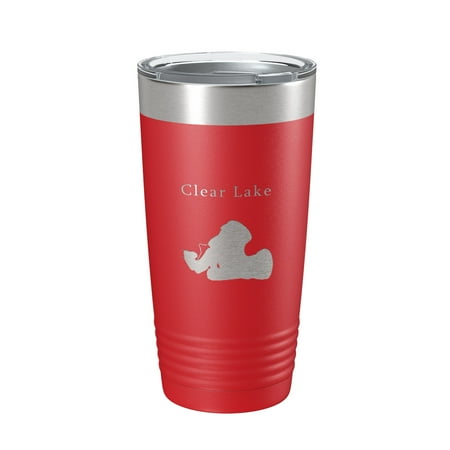 

Clear Lake Map Tumbler Travel Mug Insulated Laser Engraved Coffee Cup Indiana 20 oz Red