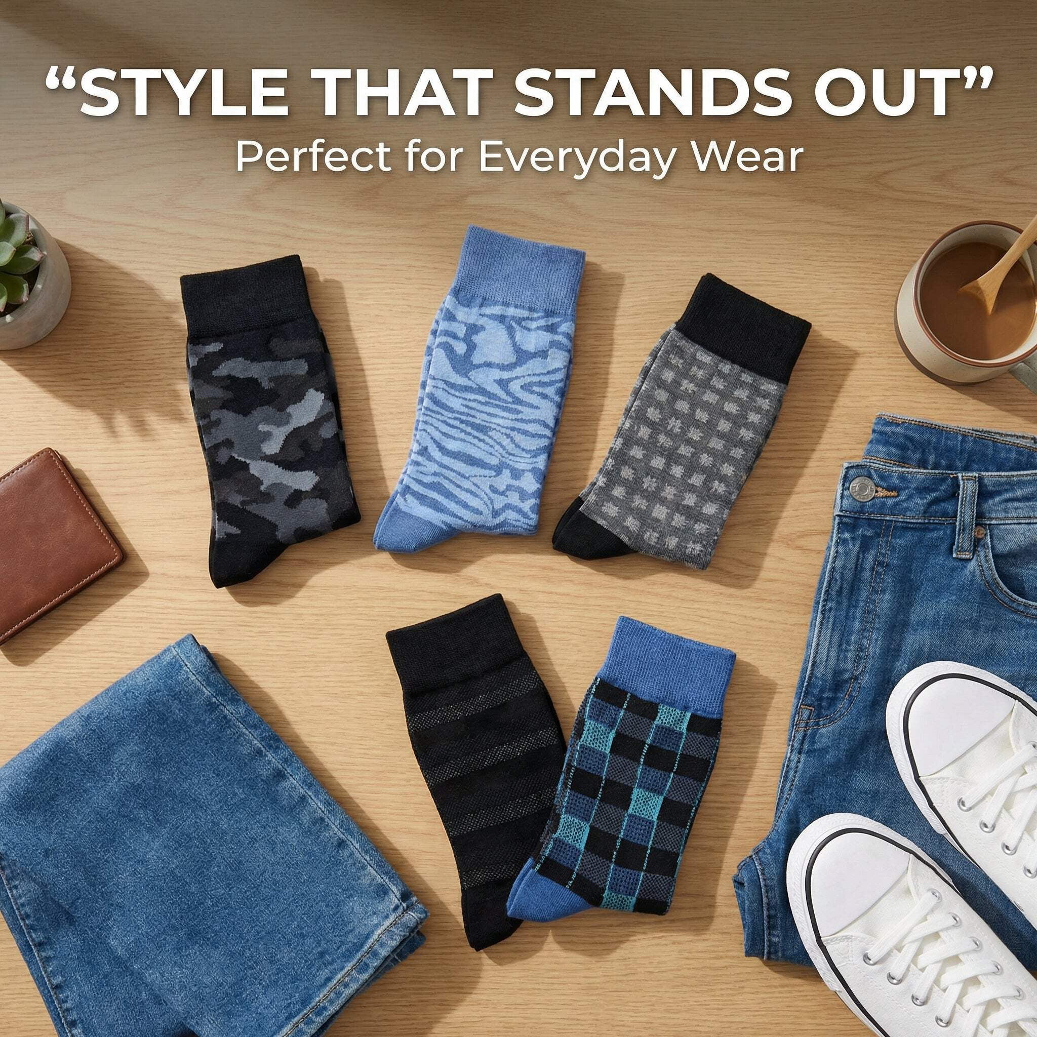 JAMES FIALLO Mens Gift-Ready Novelty Crew Socks – Colorful Multipack with Trendy Designs (12 Pairs)