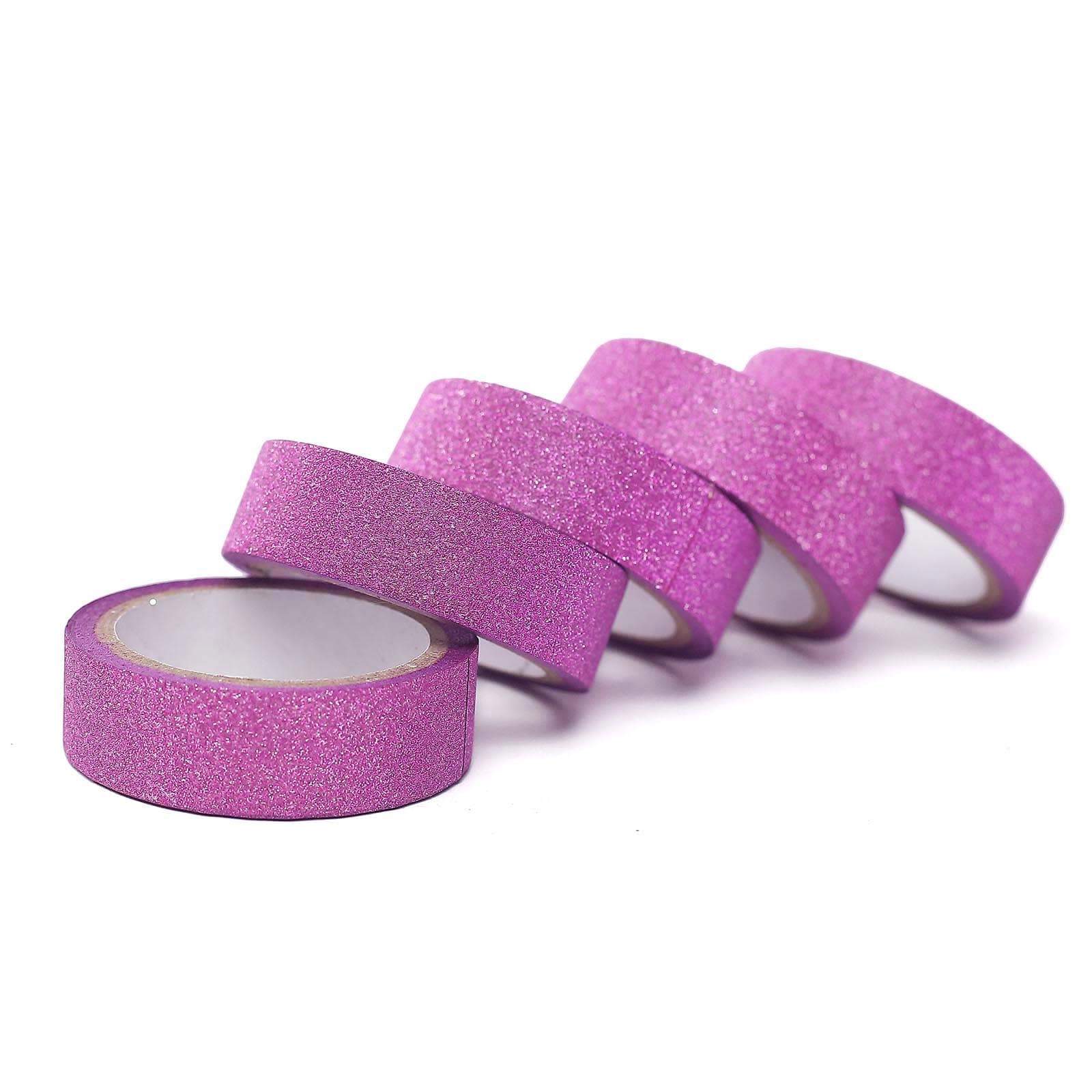 5 Pack 5 Yards Hot Pink Glitter Washi Tape Self Adhesive Decorative
