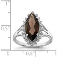 thumbnail image 3 of Sterling Silver Rhodium Smoky Quartz Diamond Ring (Size 7) Made In Thailand qdx670-7, 3 of 5