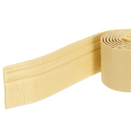 Uxcell 1Pc Foam Molding Trim Self Adhesive Flexible Wallpaper Border Wall Edging Lines Foam Baseboard Trim for Home Decoration Yellow