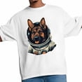 thumbnail image 3 of Camisetas casuales de manga corta con estampado de perro con traje espacial para hombre, 3 of 8