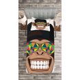 thumbnail image 3 of Ambesonne Funny Quilted Bedspread Set 2 Pcs, Hipster Monkey Glasses, Twin Size, Brown Black White, 3 of 3