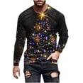 thumbnail image 2 of Blusas y camisas de manga larga con cuello redondo para hombre, blusa informal de manga larga con cuello redondo y estampado, blusa de poliéster para hombre, 2 of 5