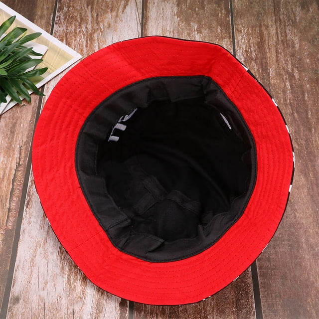 unbranded Sombrero Bucket De Con Estampado Protección Solar Para Viaje Y Negro