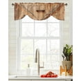 thumbnail image 3 of Wooden Door Texture Vintage Window Curtain Kitchen Cabinet Coffee Tie-Up Valance Curtain Rod Pocket Short Curtain, 3 of 6