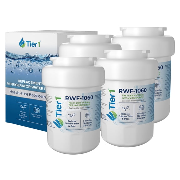 Tier1 MWF Refrigerator Water Filter 4-pk | Replacement for GE SmartWater MWFP, MWFA, GWF, GWFA, HWF, Kenmore 9991, 46-9991, 469991, WSG-1, WFC1201, Fridge Filter