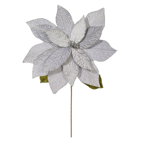 27.5" Silver Poinsettia 24" Flower 2/Bag