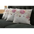 thumbnail image 5 of Ambesonne Floral Throw Pillow Cover 4 Pack, Spring Flower Butterfly, 18", Cream Pink, 5 of 5