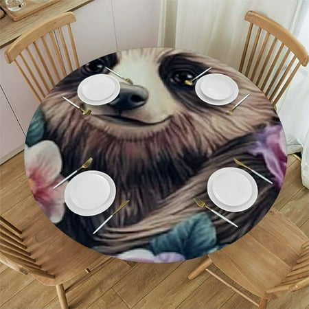 

Sheronv Flowers Leaves Round Tablecloth Stain-Resistant Washable Indoor Outdoor Tablecloth 100% Polyester Waterproof Fabric Ideal for Restaurants Weddings Parties 54 -58