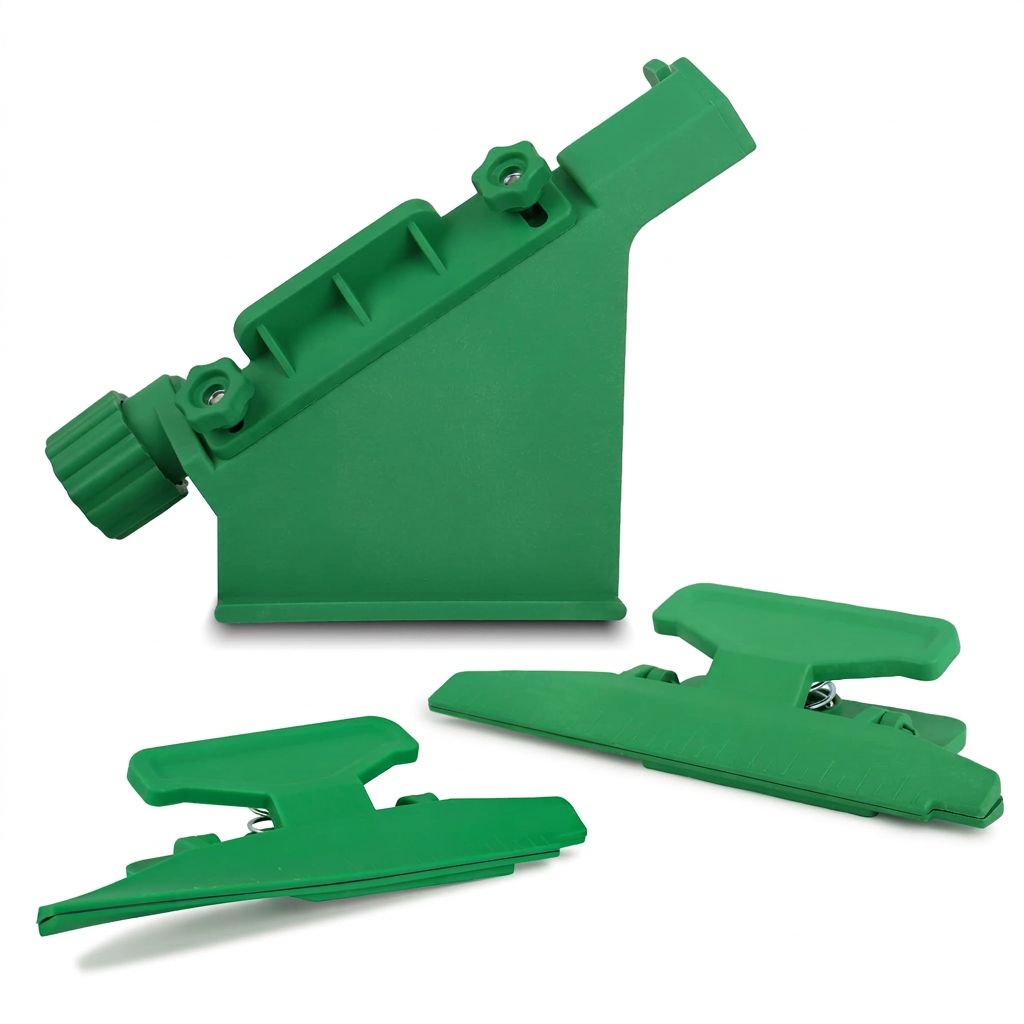 1 Set Archery Fletching Jig with Straight and Right Helical Clamps Vane Sticker Tool for DIY and Crossbow Bolts Green