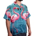 thumbnail image 2 of Flamingo Tropical Rainforest Men's Short Sleeve Casual Printed Button Down Beach Shirt - Summer Hawaiian Top, 2 of 6