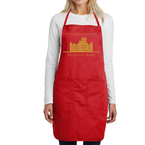 I Was Meant To Live at Downton Full Length Cotton Blend Apron-Red