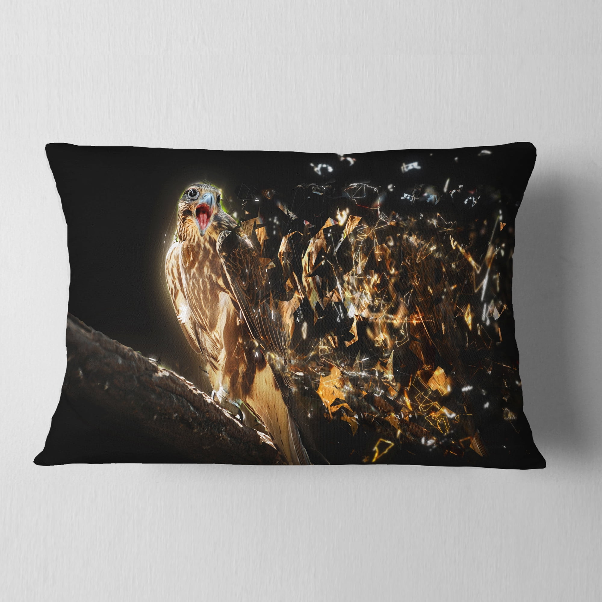Designart Falcon with Open Beak - Animal Throw Pillow - 12x20