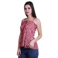 thumbnail image 3 of Moomaya Printed Casual Frill Smoked Full Buttoned Closure Women Fitted Crop Top, 3 of 5