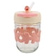 thumbnail image 1 of Taza de café de vidrio transparente reutilizable con tapa y pajita, resistente al calor, para oficina y hogar, adorable taza transparente de 350 ml, 1 of 7