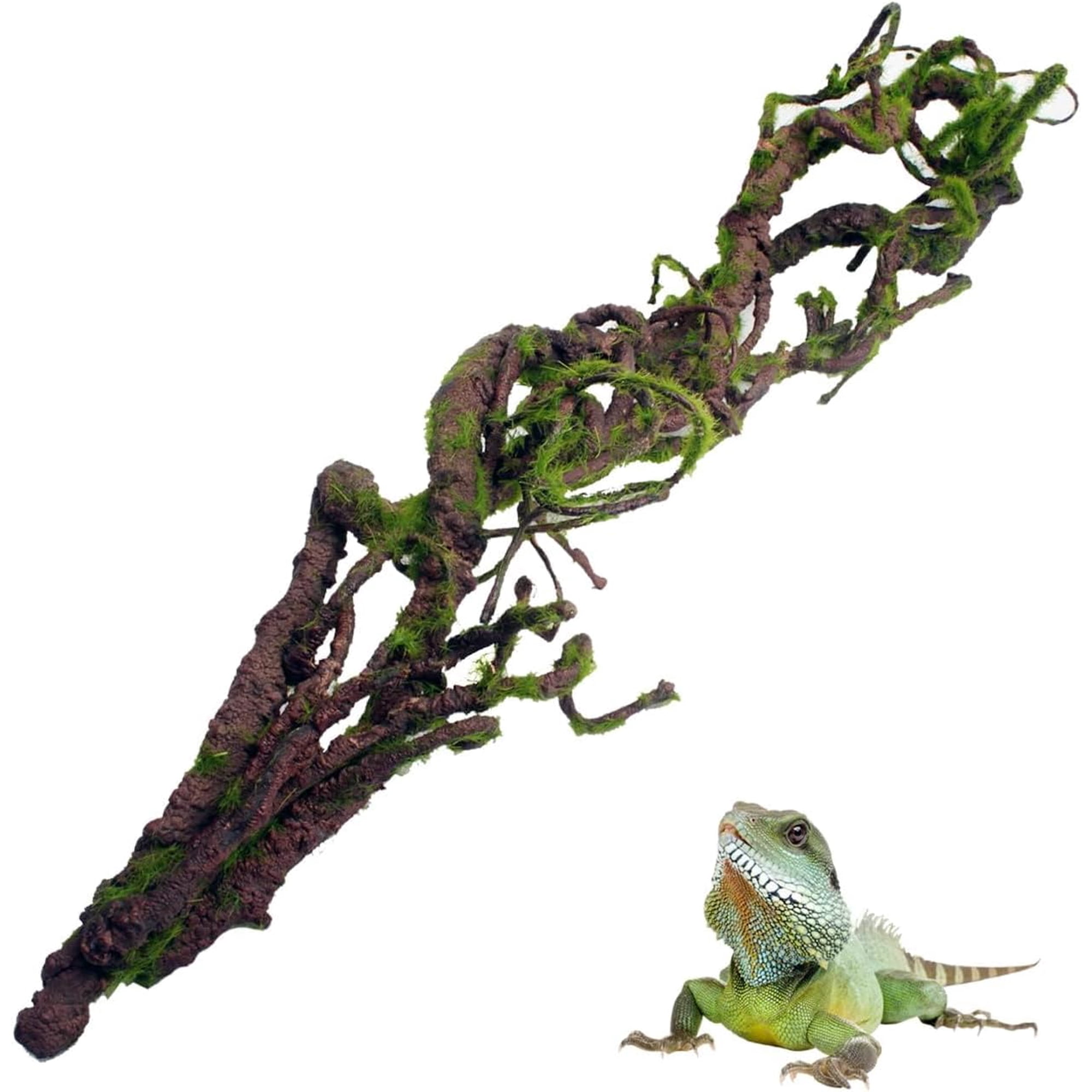 Reptile Bend-A-Branch Vines with Moss,Bendable Reptile Jungle Vines,Bearded Dragon Climbing Plants Tank Accessories,Pet Habitat Decor for Chameleon Geckos Snakes Lizards Frogs
