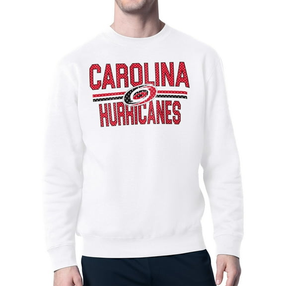 Men's Starter White Carolina Hurricanes Mesh Look Team Name Logo Pullover Sweatshirt