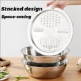 thumbnail image 3 of 4 in 1 Stainless Steel Grater Shredder Slicer with Colander Drain Basin Bowl for Vegetables Fruits Salad as Washing Basket in Kitchen, 10.24inch, 3 of 6