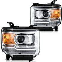 cciyu Headlight Assembly For GMC For Sierra 1500 14-18 For GMC For Sierra 2500 HD 15-19 For GMC For Sierra 3500 HD 15-19 Clear Lens Chrome Housing Amber Reflector Driver & Passenger Side Headlamps