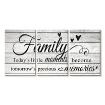 Elephant Stock Family Moments Typography Wall Art - Horizontal Multi Panel Canvas - Living Room Wall Decor - Inspirational And Typography Multi Panel - Gray And Black Decor - 80" x 39"