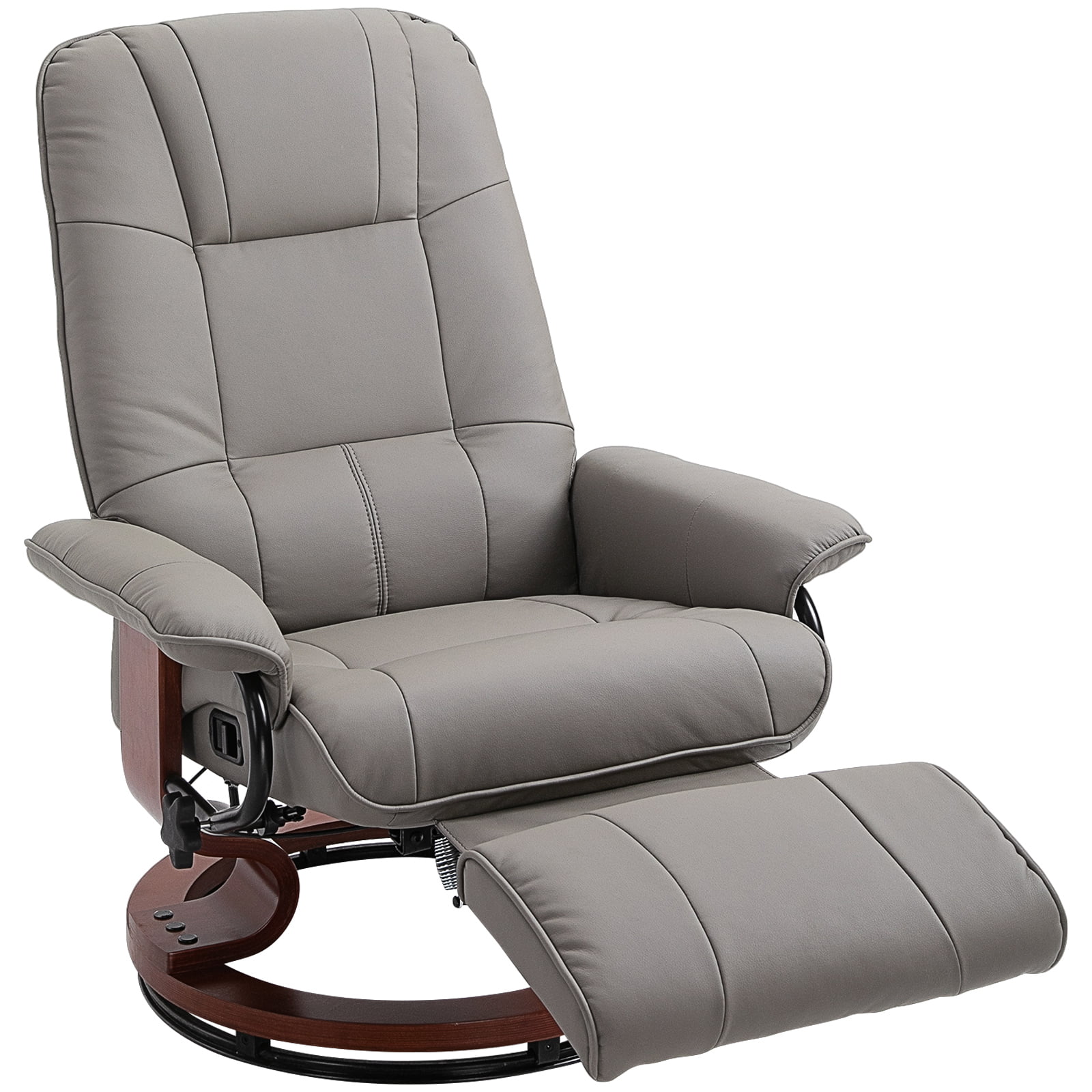 Homcom Faux Leather Adjustable Manual, Leather Reclining Swivel Chair