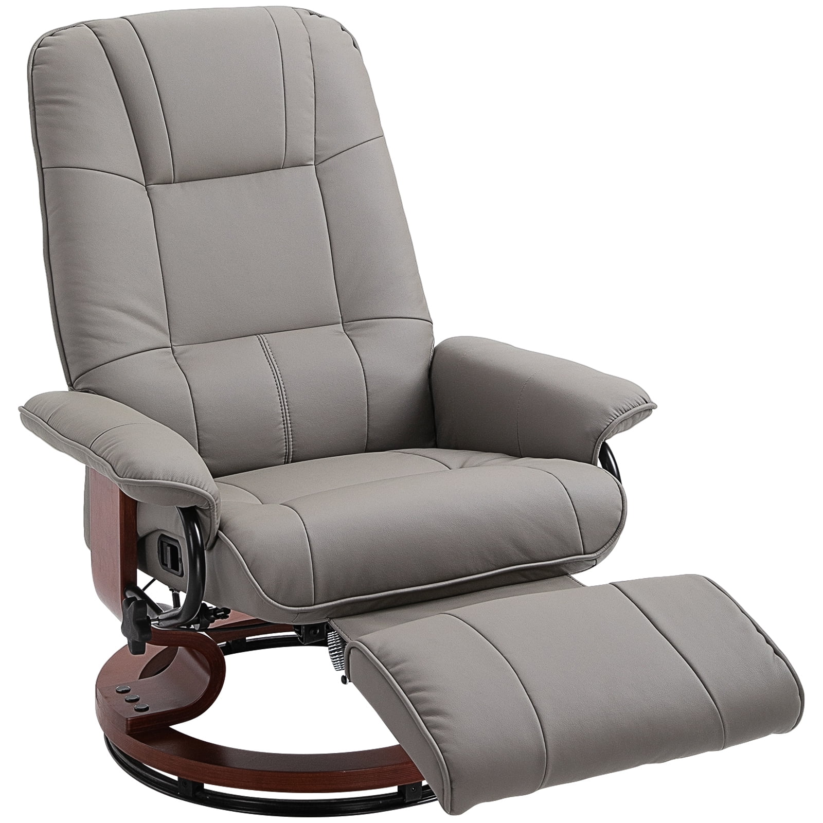 HomCom Faux Leather Adjustable Manual Swivel Base Recliner Chair with