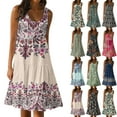 thumbnail image 2 of JULMCOMO Sundresses for Women 2024 Spring Sleeveless Mini Dress Floral Print Round Neck Summer Tiered Sun Dresses Casual Flowy Boho Beach Cover Up, 2 of 7