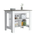 thumbnail image 5 of Knubmt Kitchen Island with 3 Open Shelf, 40" Width Island Table for Living Room, Dining Room, Kitchen, White+Gray, 5 of 6