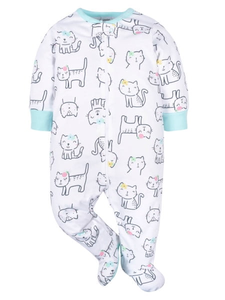 Onesies Brand Baby Girl Sleep 'n Play Footed Pajamas, 4-Pack, Sizes Newborn-6/9 Months