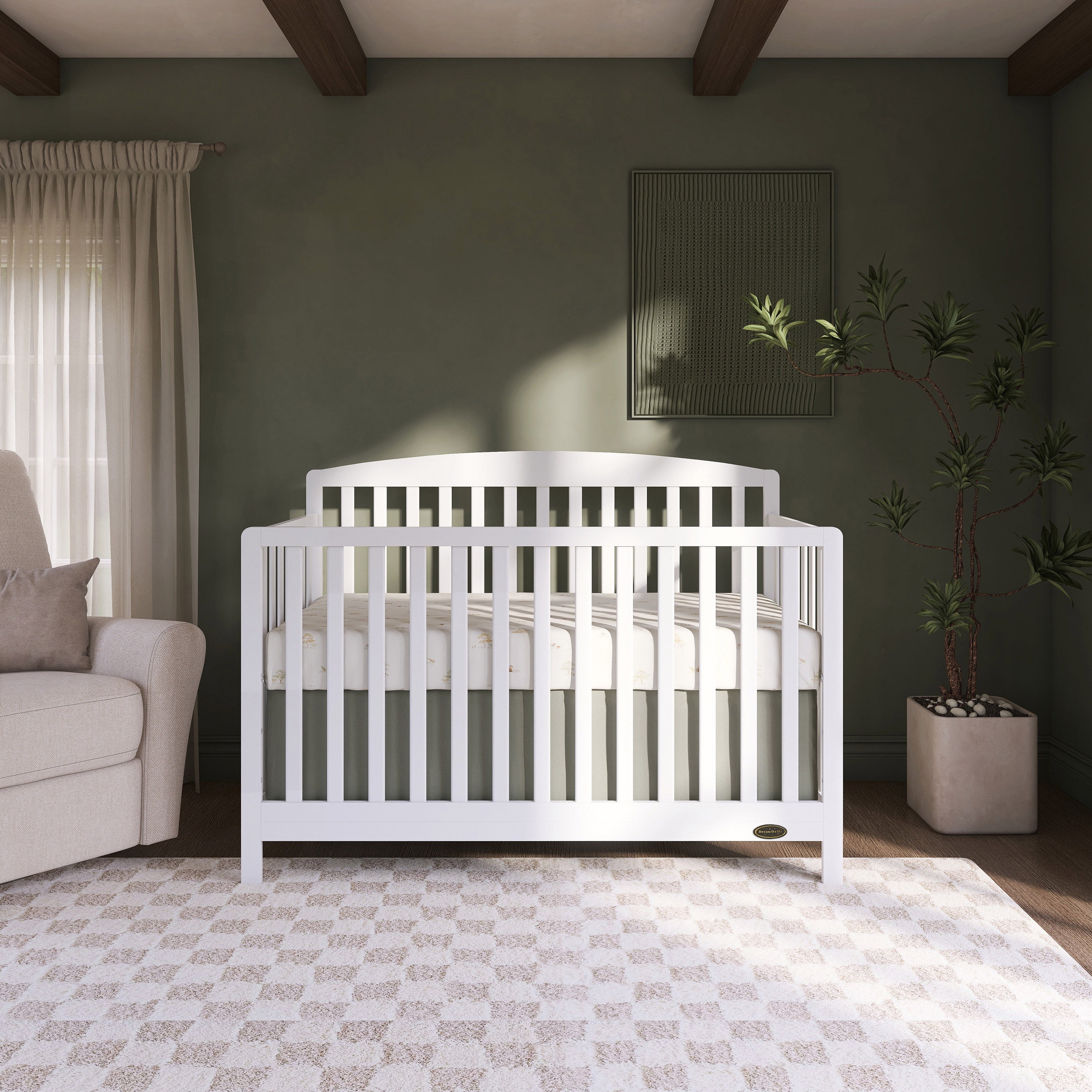 Nursery Bundle, Dream On Me Odelle 5 in 1 Crib in White and Crib & Toddler Mattress Bundle