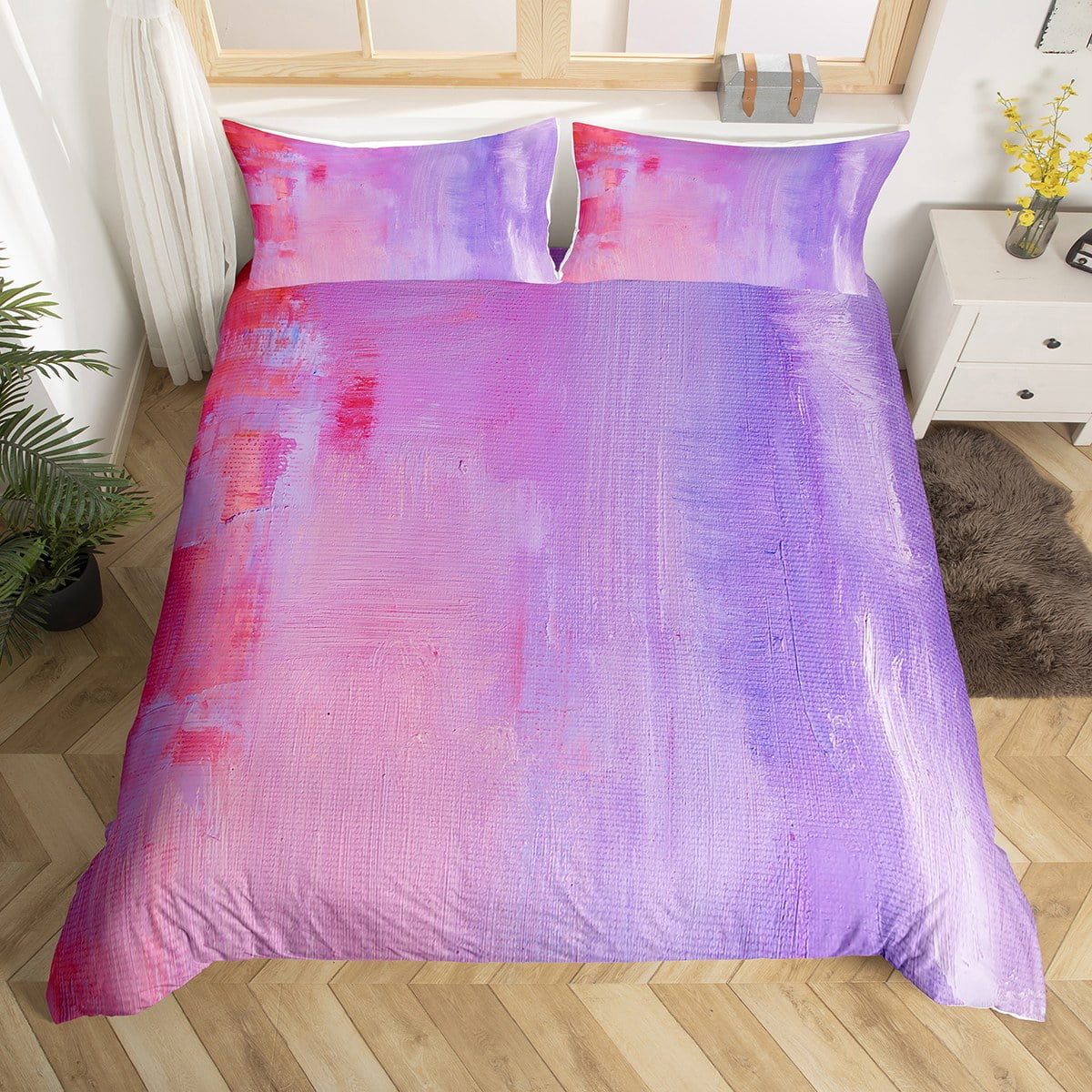 Pastel Tie Dye Queen Bedding Sets For Kids Girls Women Orange Pink