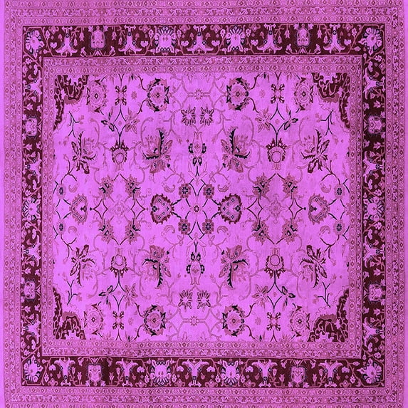 Ahgly Company Indoor Square Oriental Purple Traditional Area Rugs, 6' Square