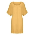 thumbnail image 4 of MEZZALL Women's Chiffon Shirt Dresses Summer Dresses Mid Length Loose Solid Color Short Sleeved Comfortable Loose Shirt Casual Business Shift Dress Birthday, 4 of 5