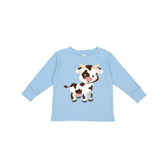 Inktastic Cute White Holstein Cow with Brown Spots Boys or Girls Long Sleeve Toddler T-Shirt