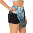 thumbnail image 2 of Haiem Majestic Eagle Over Castle Women's 2 in 1 Running Shorts - Lightweight Athletic Workout Gym Yoga Breathable Sports Shorts Liner with Phone Pockets-Small, 2 of 9