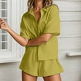thumbnail image 2 of Fashion Women's Shorts Suit Casual Short Sleeve Button Down Shirt And Shorts Set For Everyday Wear Comfortable And Versatile Outfit For Spring And Summer, 2 of 2