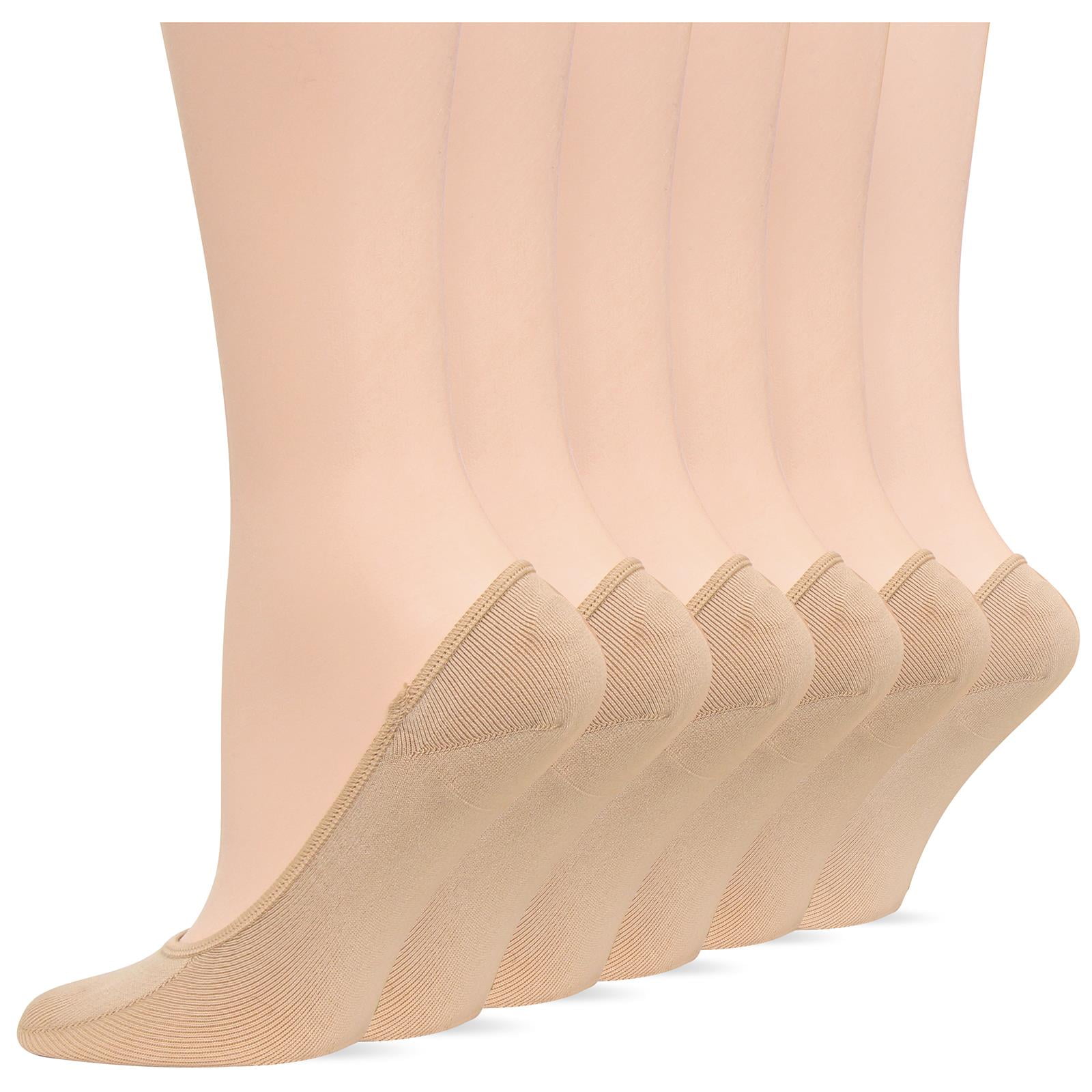Hot Sox Womens Originals Solid 6 Pack Footliner Socks, 911, Nude