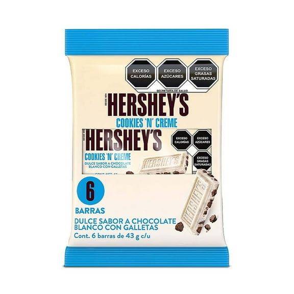 Chocolate blanco Hershey's Cookies 'n' Creme 6 pzas 43 g c/u