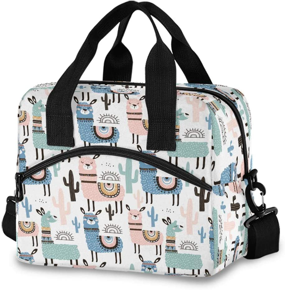 New Insulated Llama and Cactus Tote Lunch Bag 